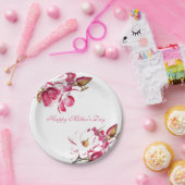 Happy Moederdag Pink Floral script Papieren Bordje (Feest)