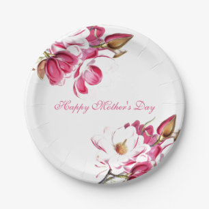 Happy Moederdag Pink Floral script Papieren Bordje