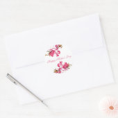 Happy Moederdag Pink Floral script Ronde Sticker (Envelop)