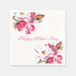 Happy Moederdag Pink Floral script Servet
