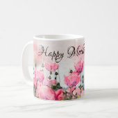 Happy Moederdag Pink Floral Waterverf Koffiemok (Voorkant links)