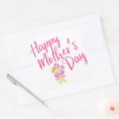 Happy Moederdag Pink Flowers Boeket Gift Vierkante Sticker (Envelop)