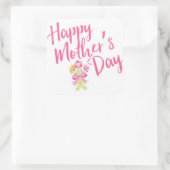 Happy Moederdag Pink Flowers Boeket Gift Vierkante Sticker (Tas)