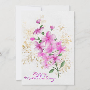 Happy Moederdag Pink Flowers Gold Splatter Feestdagenkaart