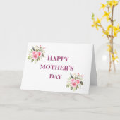Happy Moederdag Pink Flowers Groet Kaart (Gele Bloem)