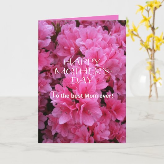 Happy Moederdag ❤️ PinK Flowers Kaart (Gele Bloem)