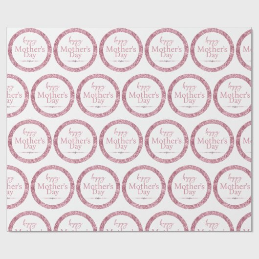 Happy Moederdag Pink Glitter en Diamonds Cadeaupapier (Vlak)