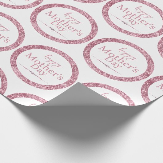 Happy Moederdag Pink Glitter en Diamonds Cadeaupapier (Hoek)