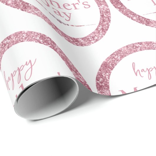 Happy Moederdag Pink Glitter en Diamonds Cadeaupapier (Rol Hoek)