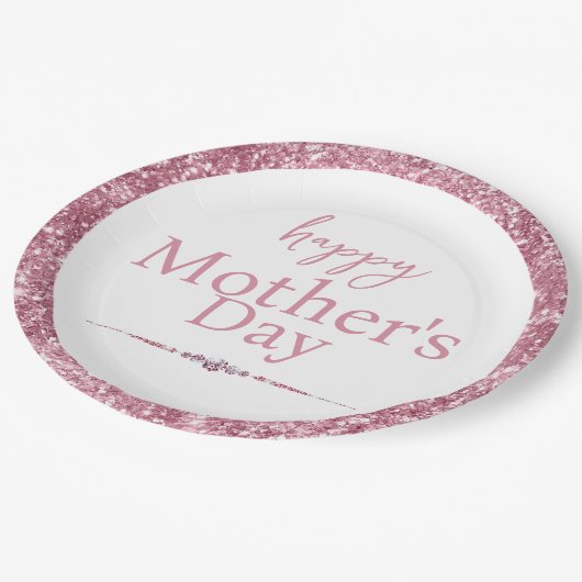 Happy Moederdag Pink Glitter en Diamonds Papieren Bordje (Gekanteld)