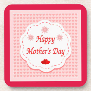 "HAPPY MOEDERDAG" PINK HEARTS BIER ONDERZETTER