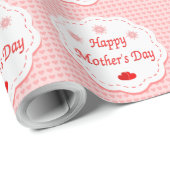 "HAPPY MOEDERDAG" PINK HEARTS CADEAUPAPIER (Rol Hoek)