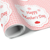 "HAPPY MOEDERDAG" PINK HEARTS CADEAUPAPIER (Rol Hoek)