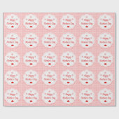 "HAPPY MOEDERDAG" PINK HEARTS CADEAUPAPIER (Vlak)