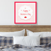 "HAPPY MOEDERDAG" PINK HEARTS CANVAS AFDRUK (Insitu (Slaapkamer))