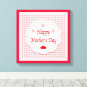 "HAPPY MOEDERDAG" PINK HEARTS CANVAS AFDRUK (Insitu (Houten vloer))