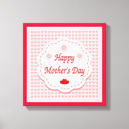 "HAPPY MOEDERDAG" PINK HEARTS CANVAS AFDRUK (Voorkant)
