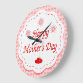 "HAPPY MOEDERDAG" PINK HEARTS GROTE KLOK (Hoek)