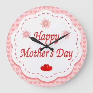 "HAPPY MOEDERDAG" PINK HEARTS GROTE KLOK