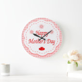 "HAPPY MOEDERDAG" PINK HEARTS GROTE KLOK (Huis)
