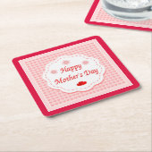 "HAPPY MOEDERDAG" PINK HEARTS KARTONNEN ONDERZETTERS (Schuin)