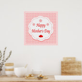 "HAPPY MOEDERDAG" PINK HEARTS POSTER (Keuken)