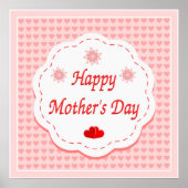 "HAPPY MOEDERDAG" PINK HEARTS POSTER (Voorkant)