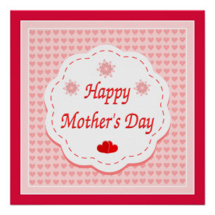 "HAPPY MOEDERDAG" PINK HEARTS POSTER