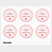 "HAPPY MOEDERDAG" PINK HEARTS RONDE STICKER (Vel)