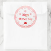"HAPPY MOEDERDAG" PINK HEARTS RONDE STICKER (Tas)