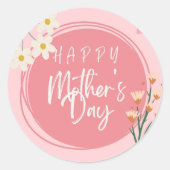 Happy Moederdag Pink Ronde Sticker (Voorkant)