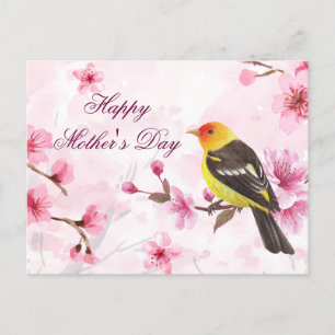 Happy Moederdag Pink Waterverf Cherry Blossom Briefkaart