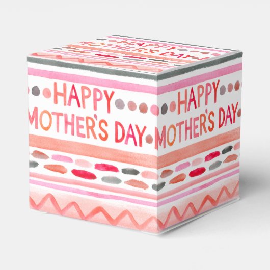 Happy Moederdag Pink Waterverf Stripes Bedankdoosjes (Achterkant)