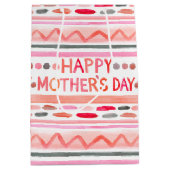 Happy Moederdag Pink Waterverf Stripes Medium Cadeauzakje (Voorkant)