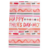 Happy Moederdag Pink Waterverf Stripes Medium Cadeauzakje (Achterkant)