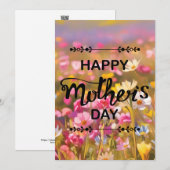 Happy Moederdag Pink Wild Flowers Field 2025 Feestdagenkaart (Voorkant / Achterkant)