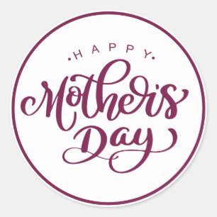 Happy Moederdag Plum Paarse Script Ronde Sticker