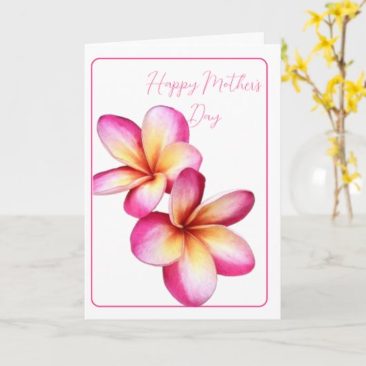 Happy Moederdag Plumeria Kaart (Gele Bloem)