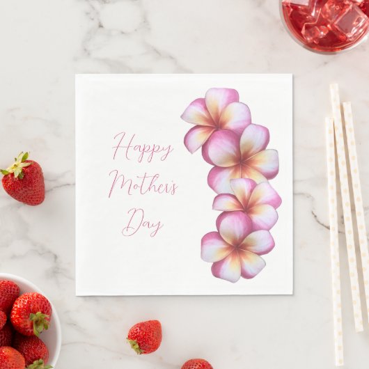 Happy Moederdag Plumeria papieren servetten (Insitu)