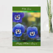 Happy Moederdag Poem-kaart, Blue Pansies, greeti Kaart (Voorkant)