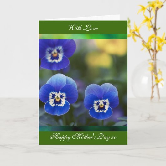 Happy Moederdag Poem-kaart, Blue Pansies, greeti Kaart (Gele Bloem)