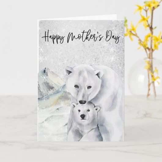 Happy Moederdag Polar Beer Mama Kaart (Gele Bloem)