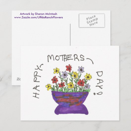 Happy Moederdag Post Kaart (Voorkant / Achterkant)