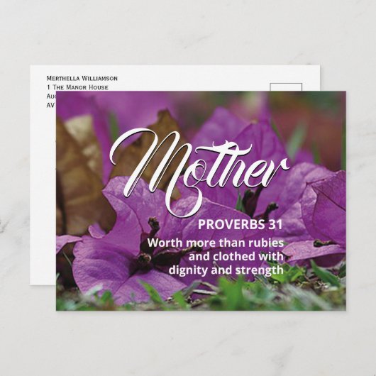 Happy Moederdag PROVERBS 31 Briefkaart (Voorkant / Achterkant)
