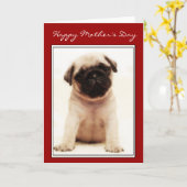 Happy Moederdag Pug Puppy wenskaart Kaart (Gele Bloem)