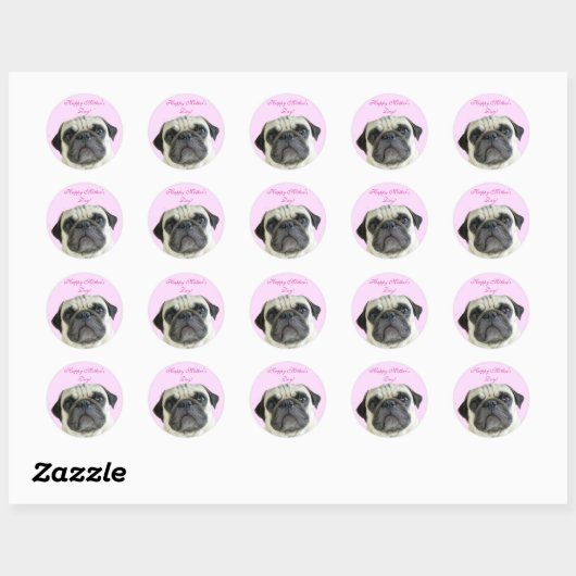 Happy Moederdag pug stickers (Vel)