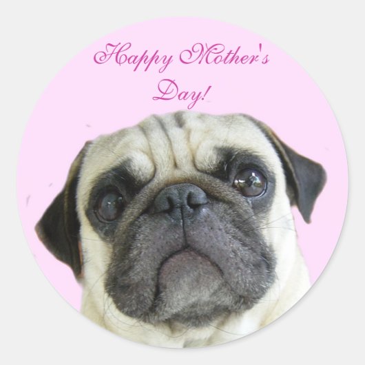Happy Moederdag pug stickers (Voorkant)
