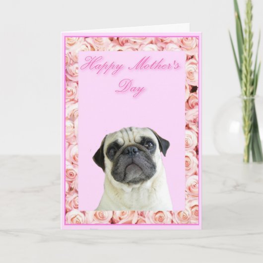 Happy Moederdag pug wenskaart Kaart (Voorkant)