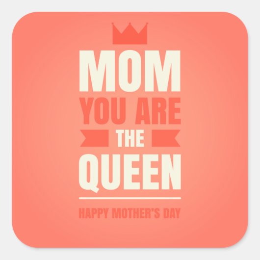 Happy Moederdag Queen Style Vierkante Sticker (Voorkant)