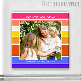 Happy Moederdag Rainbow Striped Photo Magnet